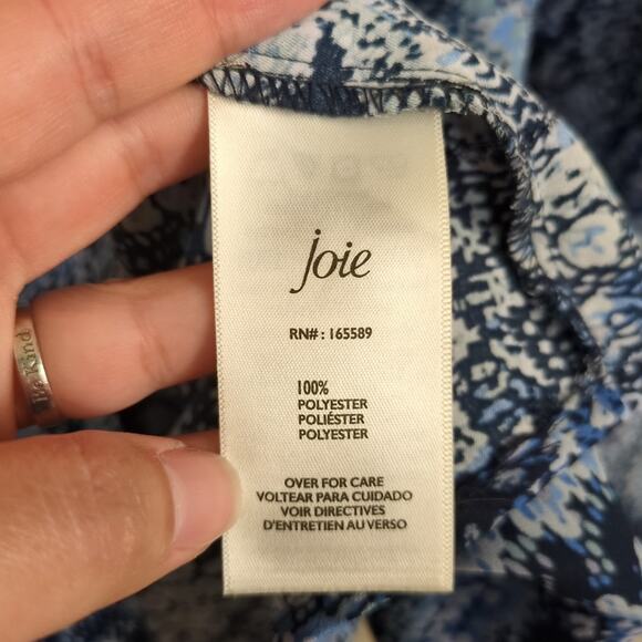 JOIE Parisian Paisley Peasant Top Blue Long Sleeve Tie Neck Women's Medium - Picture 5 of 6